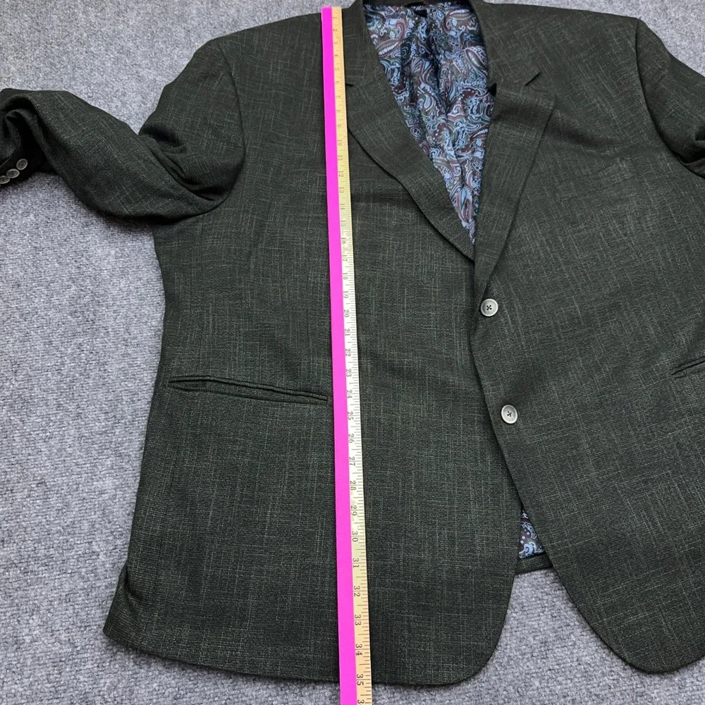 Oak Hill Sport Coat Blazer Men's 4XL 58/60 Dark Green Two Button Paisley Lined